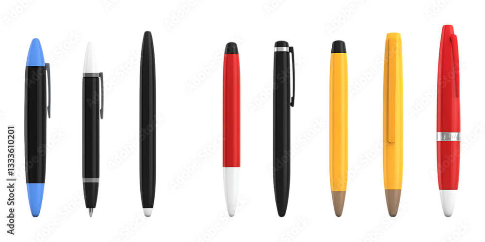 Pack Pen Set on Transparent Background for Stationery, Office, and Writing Tools Pack Pen Set on Transparent Background for Stationery, Office, and Writing Tools