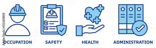 Icon Set of osha web vector illustration concept with icons of occupational, safety, health, administration 