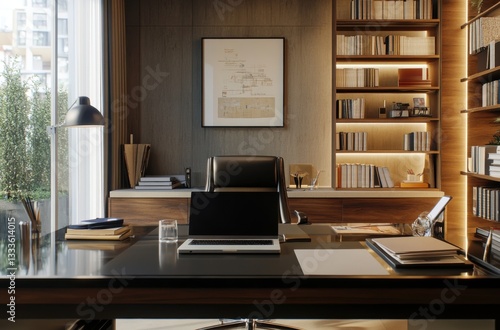 Wallpaper Mural Modern office with a well-organized desk, laptop, notebooks, and a Torontodigital.ca