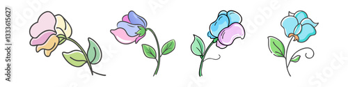 sweet pea flower icon, sweet pea flower vector illustration-simple illustration of sweet pea flower, perfect for sweet pea flower logos and icons