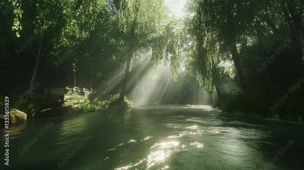 Sunlit Forest River Sunlit Forest River