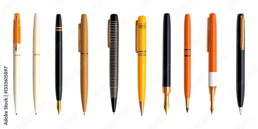 Pack Pen Set on Transparent Background for Stationery, Office, and Writing Tools Pack Pen Set on Transparent Background for Stationery, Office, and Writing Tools
