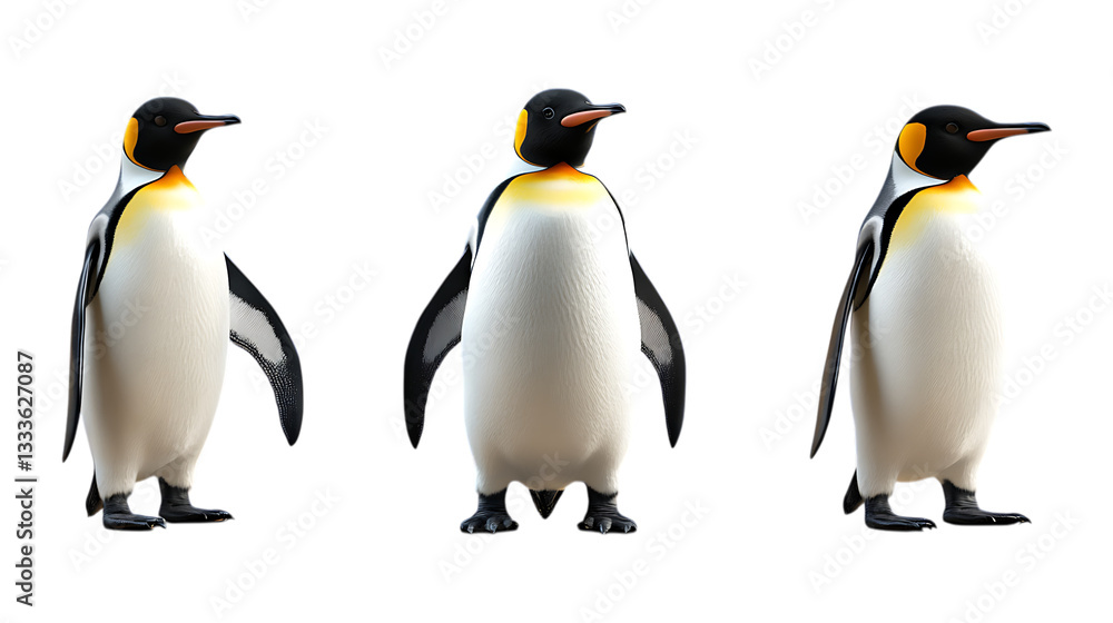 Obraz premium Pack Penguin Set on Transparent Background for Wildlife, Arctic, and Nature Illustrations