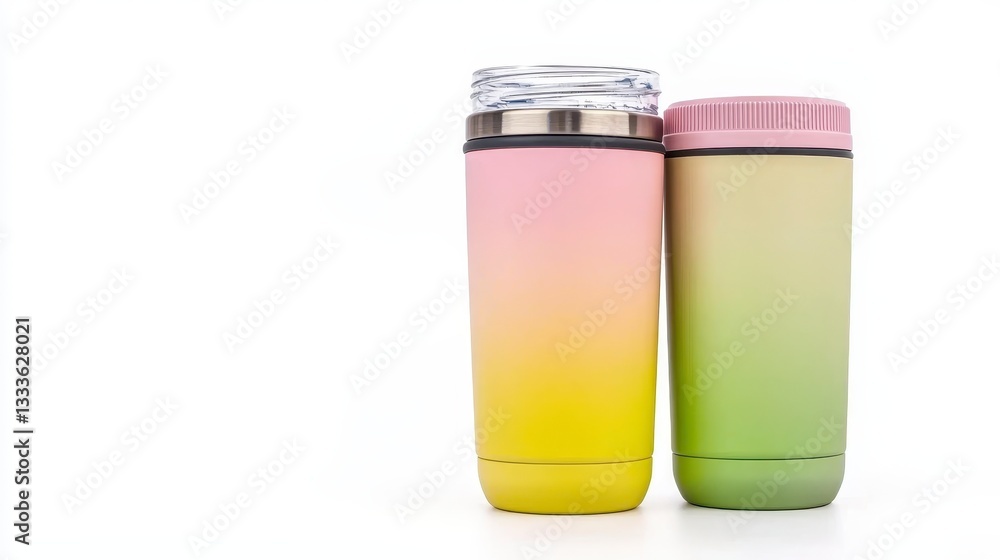Pastel Ombre Tumblers on White Background Pastel Ombre Tumblers on White Background