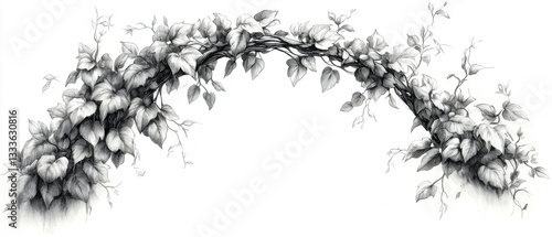 Wallpaper Mural Elegant Pencil Sketch of Ivy Archway. Torontodigital.ca