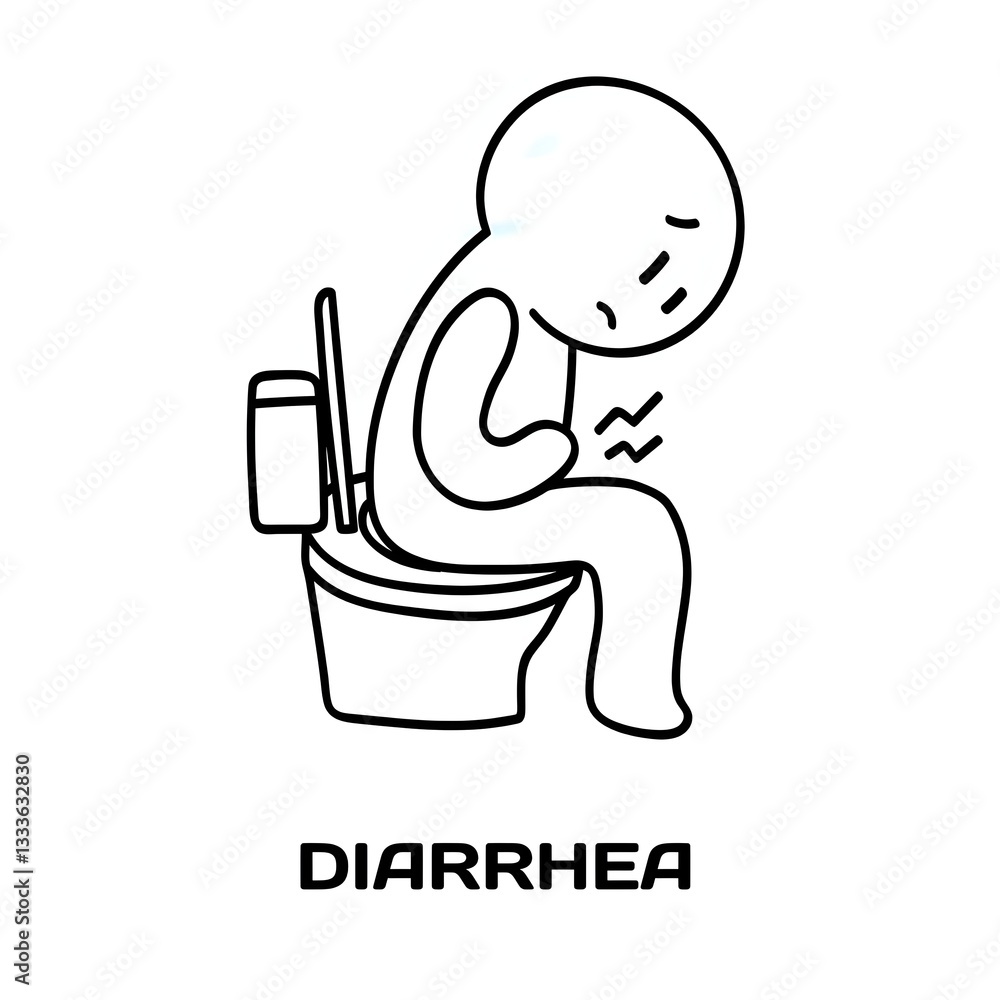 Diarrhea editable stroke outline icon isolated on white background flat vector illustration, black outline, Pixel perfect Diarrhea editable stroke outline icon isolated on white background flat vector illustration, black outline, Pixel perfect