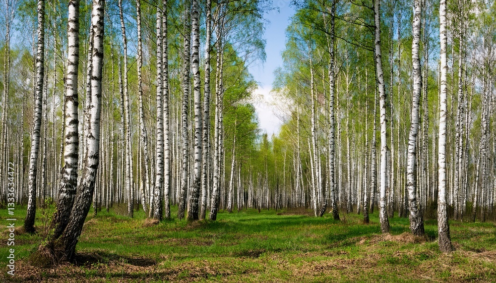 Obraz premium spring in the birch grove