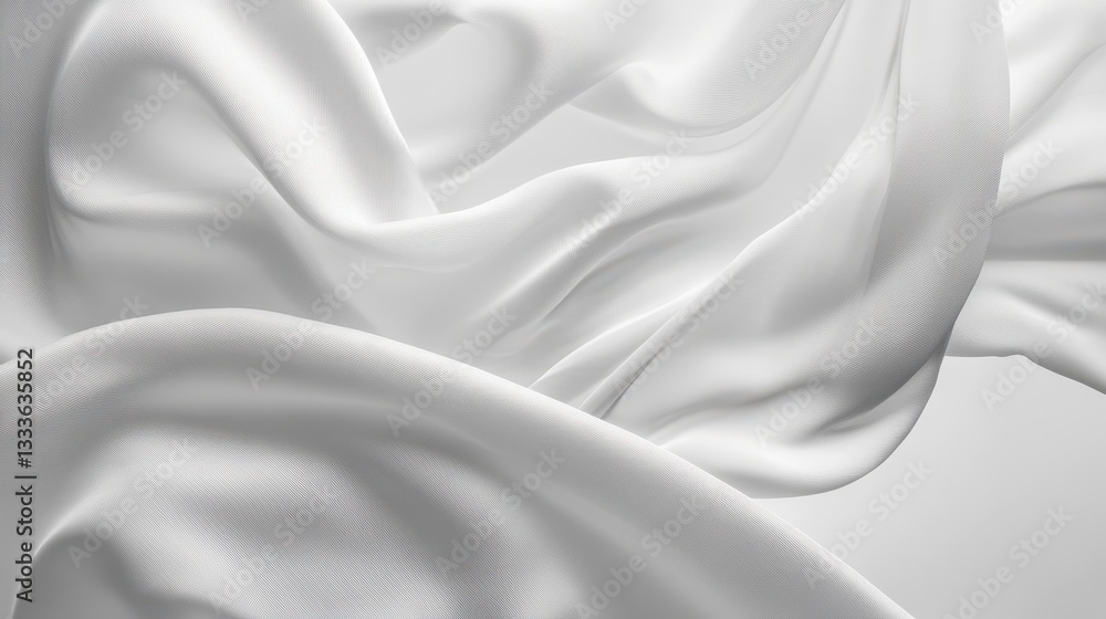 Obraz premium Abstract wavy white silk or satin isolated on a white background.