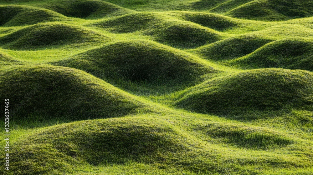 Undulating Green Hills with Lush Grass in Natural Landscape Undulating Green Hills with Lush Grass in Natural Landscape