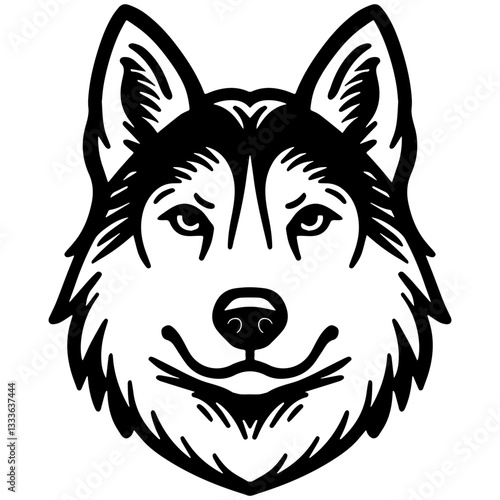 Husky Dog Head Illustration.