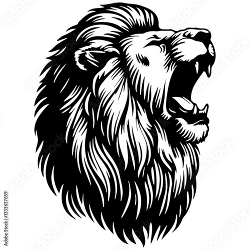 Lion Head Roar Illustration.