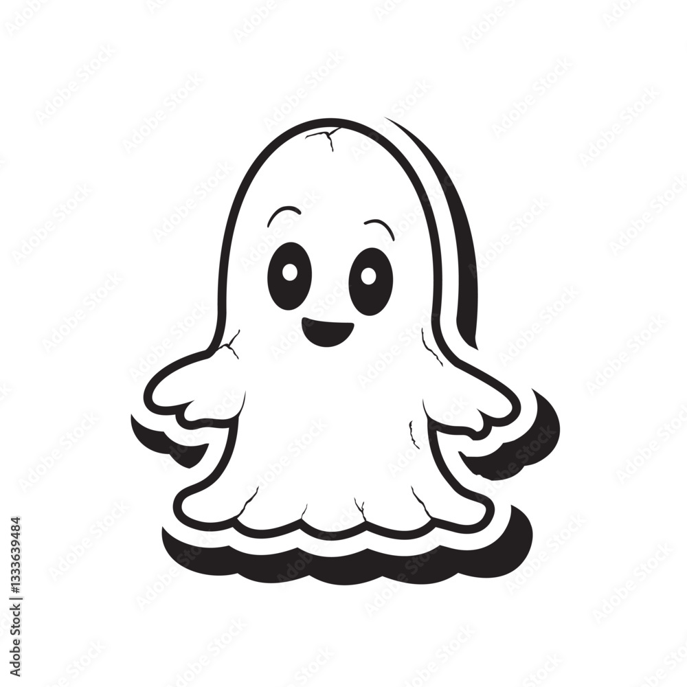 cute ghost creation kit, flat design vector for halloween, cute ghost vector, sticker, clipart, in white background cute ghost creation kit, flat design vector for halloween, cute ghost vector, sticker, clipart, in white background