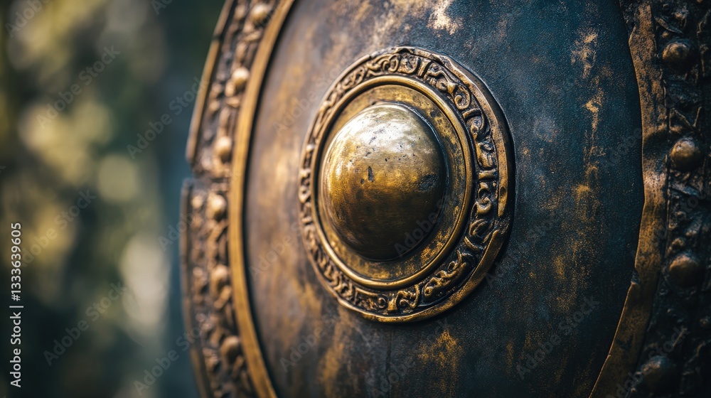 Obraz premium The protective shield of Achilles was a symbol of safety on the battlefield.
