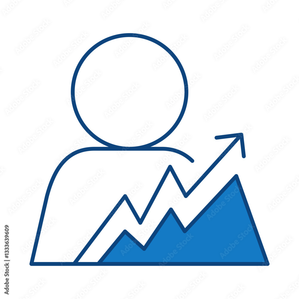 User Growth Blue Icon. Digital Marketing Icon Editable Stroke Vector Illustration User Growth Blue Icon. Digital Marketing Icon Editable Stroke Vector Illustration