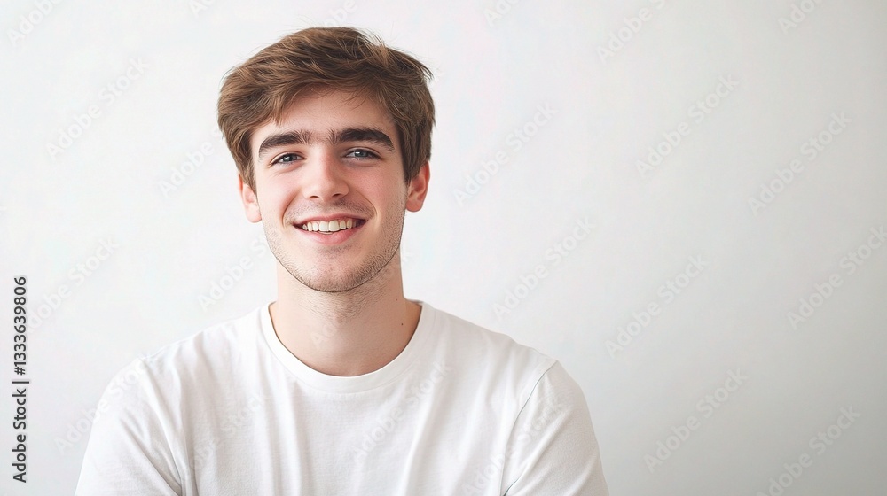 Smiling Young Man Portrait in Studio with Neutral Background Smiling Young Man Portrait in Studio with Neutral Background
