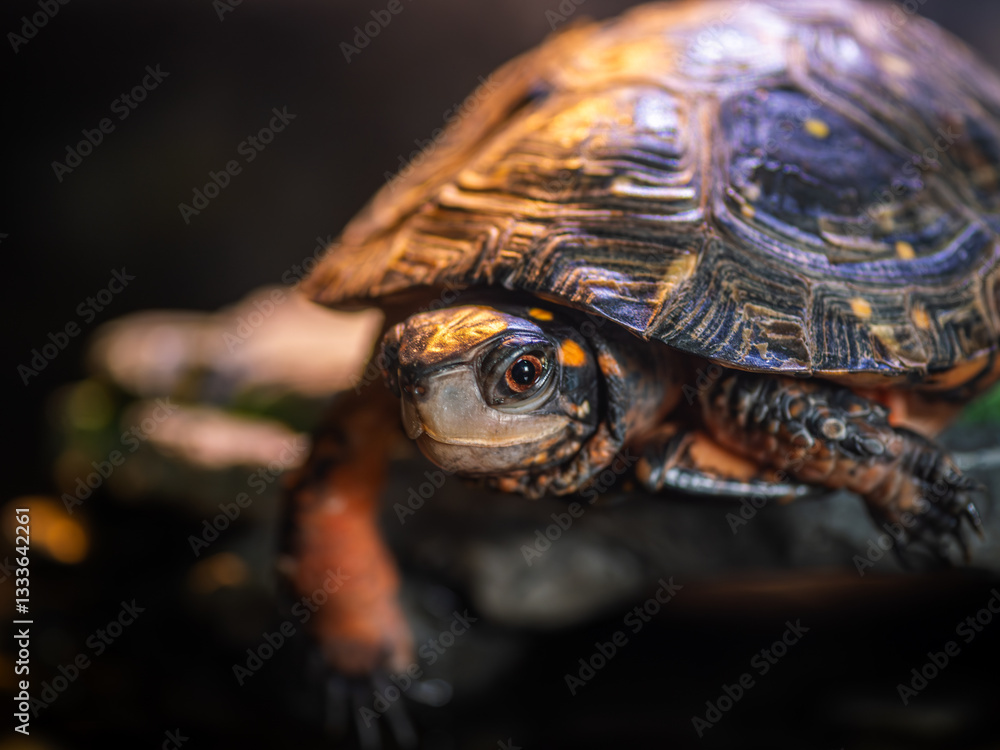 Obraz premium 日光浴するキボシイシガメ