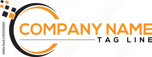 logo for company Modern and Creative Company Logo with Circle and Pixel Elements
