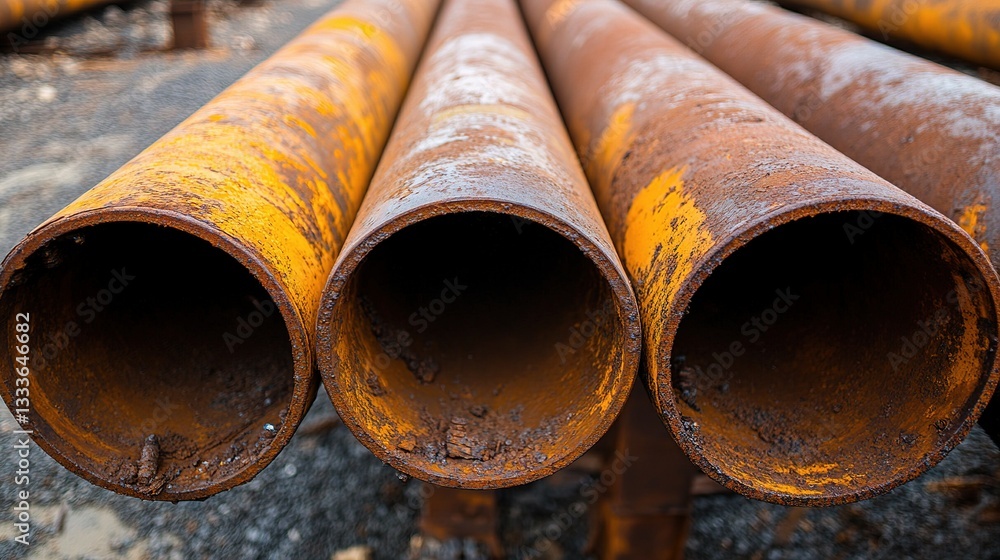 Weathered Rusty Industrial Pipelines on Construction Site Ste 81c377f7 Weathered Rusty Industrial Pipelines on Construction Site Ste 81c377f7