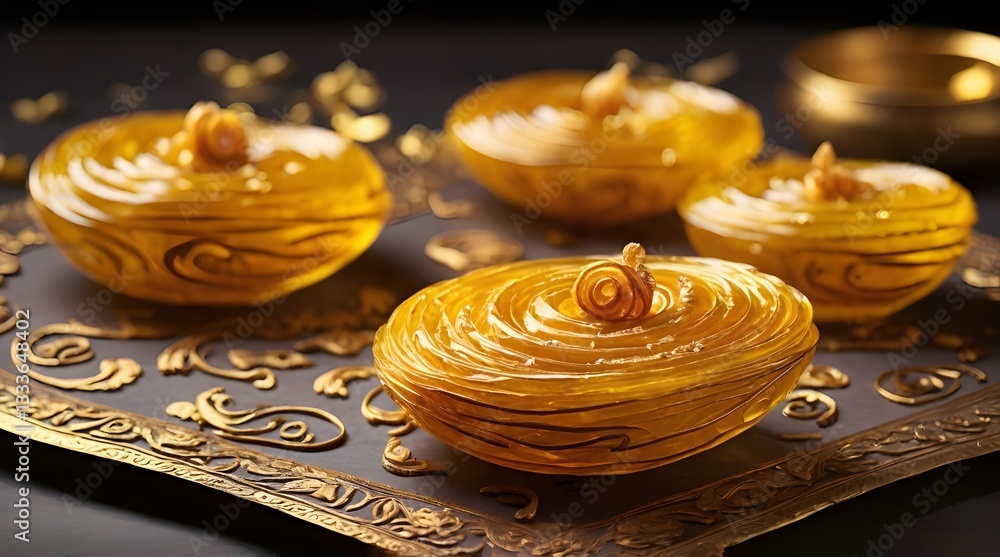 ate of golden jalebi traditional Indian sweet with its shiny amber.generative.ai