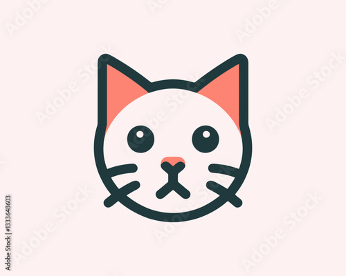 Cartoon cat logo design icon symbol vector template. Silhouette cat illustration