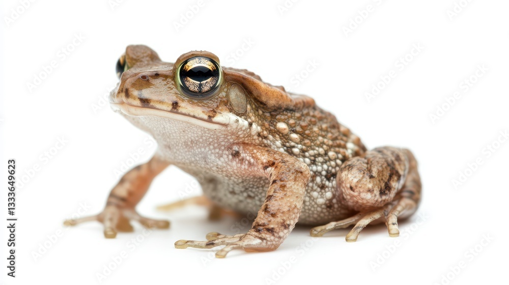 Fototapeta premium An Oak Toad (Anaxyrus quercicus) isolated against a white background, showcasing its distinctive features.