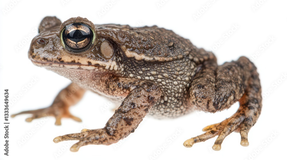 An Oak Toad (Anaxyrus quercicus) isolated against a white background, showcasing its distinctive features. An Oak Toad (Anaxyrus quercicus) isolated against a white background, showcasing its distinctive features.