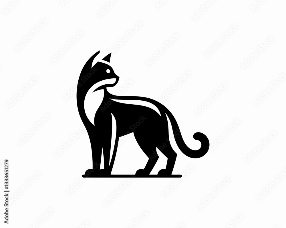 Fototapeta premium Cat silhouette logo. Black cat flat style. Cat icon logo design template. Vector illustration. Animal logotype concept.