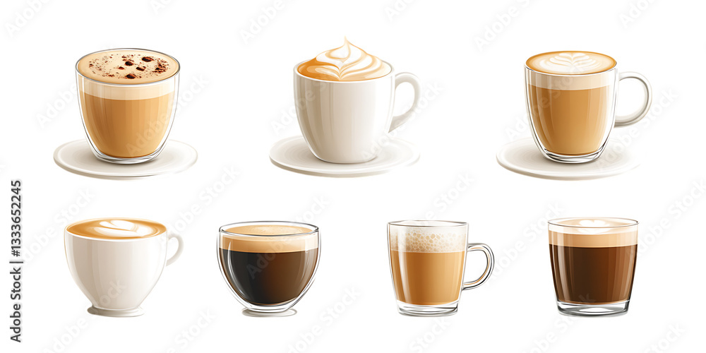 Pack Latte Coffee Set Against Transparent Background for Cafe Branding, Beverage Promotion, or Coffee Culture Design Projects Pack Latte Coffee Set Against Transparent Background for Cafe Branding, Beverage Promotion, or Coffee Culture Design Projects