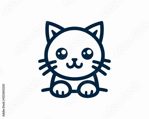 Cartoon cat logo design icon symbol vector template. Silhouette cat illustration