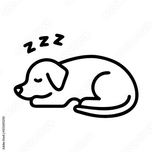 Sleeping dog in a simple design representing relaxation and comfort