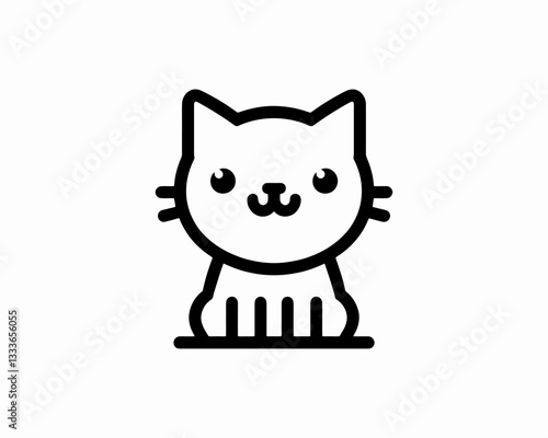 Cartoon cat logo design icon symbol vector template. Silhouette cat illustration