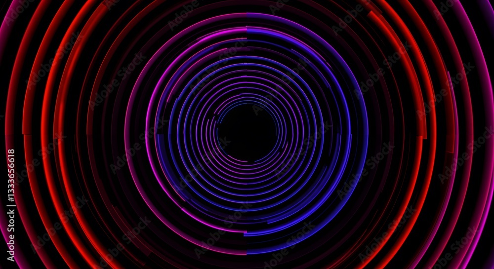 Abstract Red and Blue Concentric Circles Creating a Tunnel Effect Abstract Red and Blue Concentric Circles Creating a Tunnel Effect