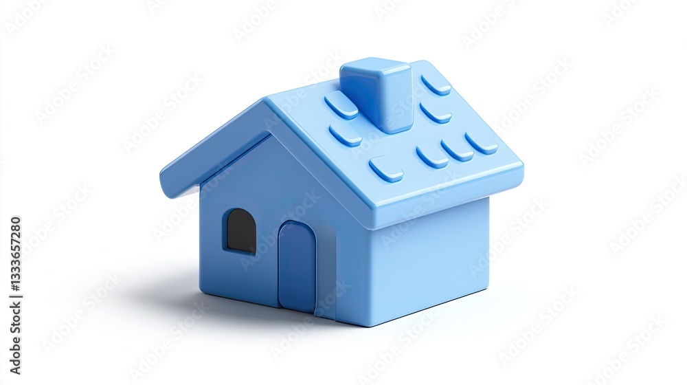 A 3D rendered blue house icon, isolated on a white background. A 3D rendered blue house icon, isolated on a white background.