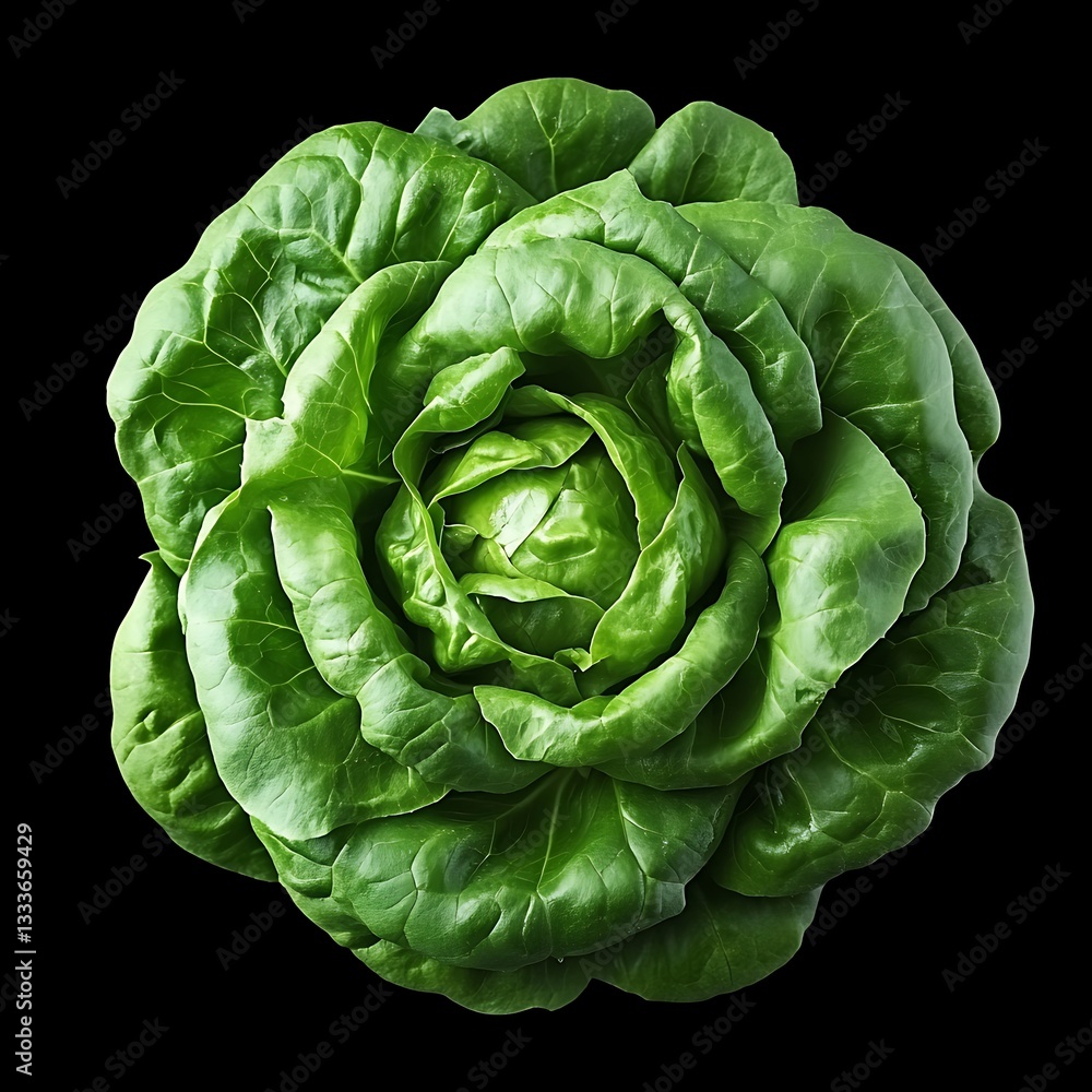 Fototapeta premium Fresh Green Butterhead Lettuce Closeup Studio Shot