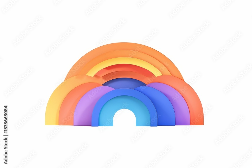 Obraz premium cartoon bright rainbow on white background