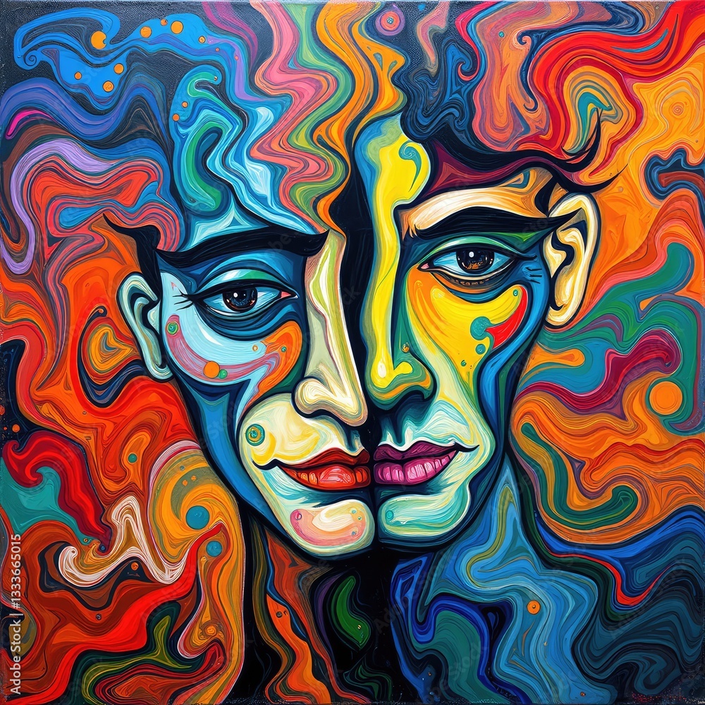 Abstract cubism, Cubism art, Cubist and Expressionist Fusion, Dual Face Painting Abstract cubism, Cubism art, Cubist and Expressionist Fusion, Dual Face Painting