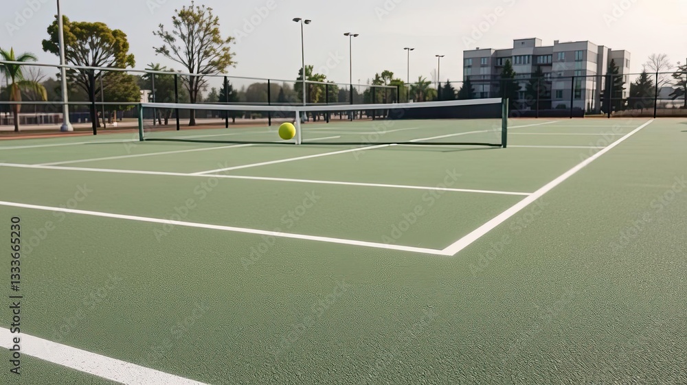 Fototapeta premium Outdoor Tennis Court Green Surface Ball Net Sport