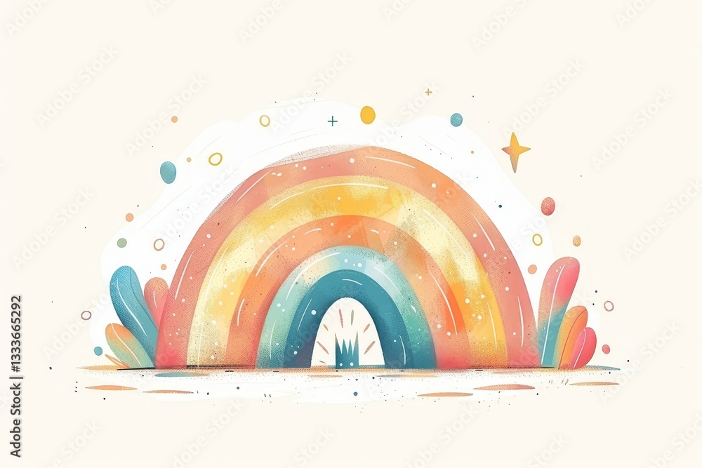 Fototapeta premium cartoon bright rainbow on white background