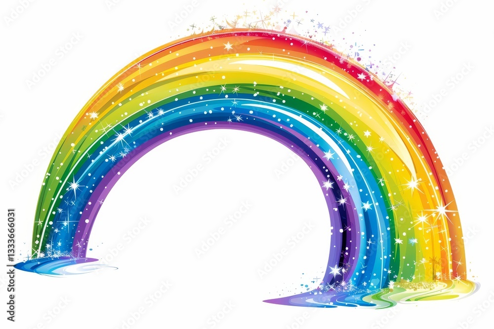 Fototapeta premium cartoon bright rainbow on white background