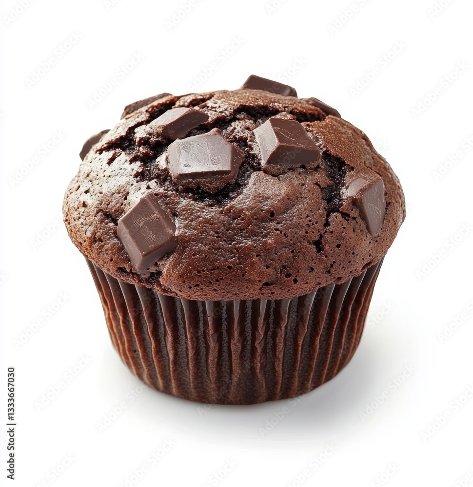Chocolate muffin on white background Chocolate muffin on white background