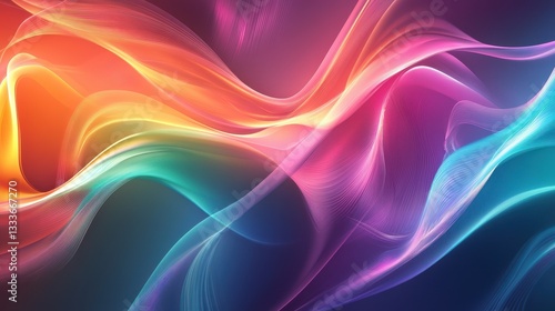 Wallpaper Mural Futuristic abstract neon waves with dynamic bright colors radiate energy and motion, creating a vivid and immersive visual experience. Torontodigital.ca