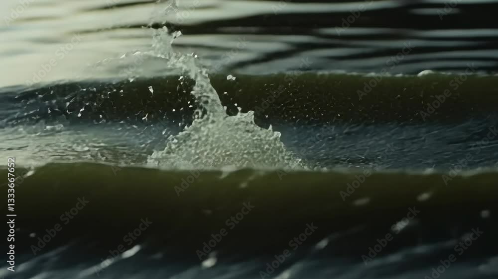 Water Splashing, Close-Up View of a Wave's Motion and Texture Water Splashing, Close-Up View of a Wave's Motion and Texture