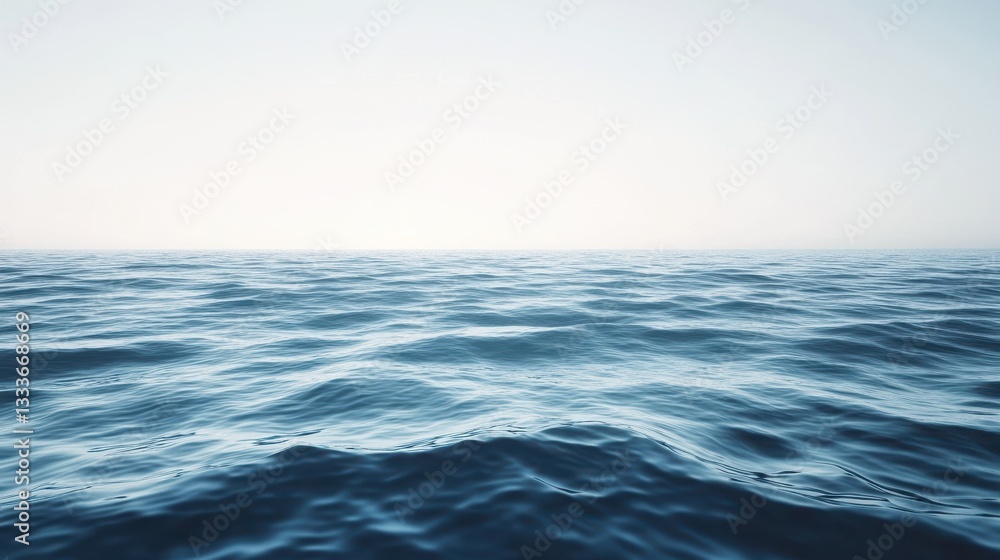 Fototapeta premium Gentle ocean waves ripple beneath a calm, clear sky, creating a serene and tranquil seascape.