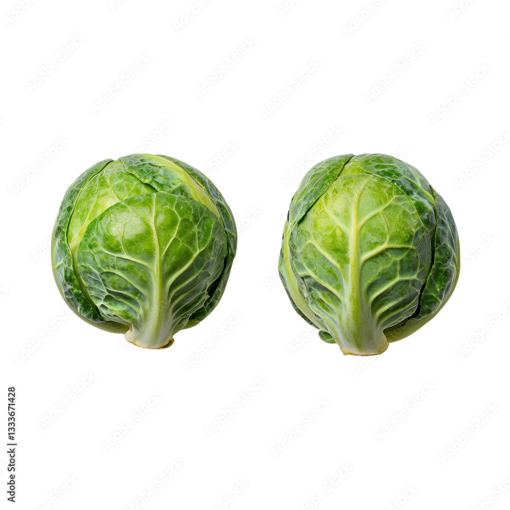 Fototapeta premium Fresh vegetable harvest brussels sprouts farm organic produce sunny environment close-up view