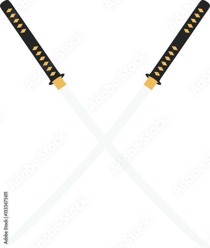 Double cross katana sword samurai