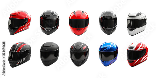 Free Download Pack Helmet Set Against Transparent Background for Sports Branding, Safety Promotion, or Military Design Projects - GFXLoad