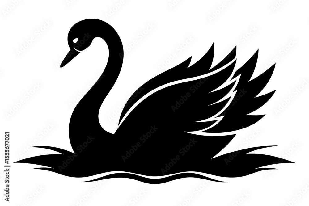 black swan vector illustration on the lake,
black swan silhouette vector icon, black swan on white background. black swan vector illustration on the lake,
black swan silhouette vector icon, black swan on white background.