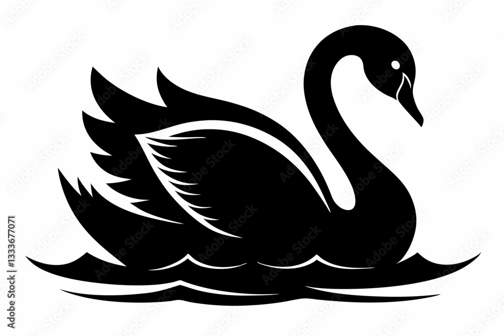 black swan vector illustration on the lake,
black swan silhouette vector icon, black swan on white background. black swan vector illustration on the lake,
black swan silhouette vector icon, black swan on white background.