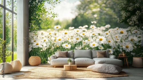 Wallpaper Mural Serene Daisy Meadow Wall Mural Tranquil Nature Photography for Home Decor Torontodigital.ca