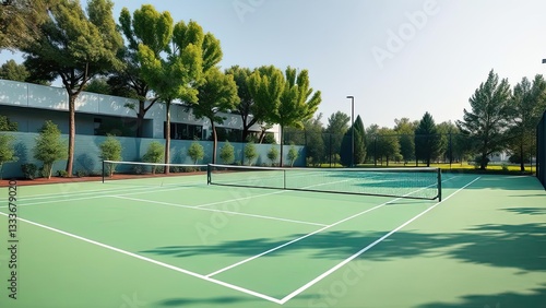Wallpaper Mural Outdoor Tennis Court Green Surface Sunny Day Landscaping Torontodigital.ca